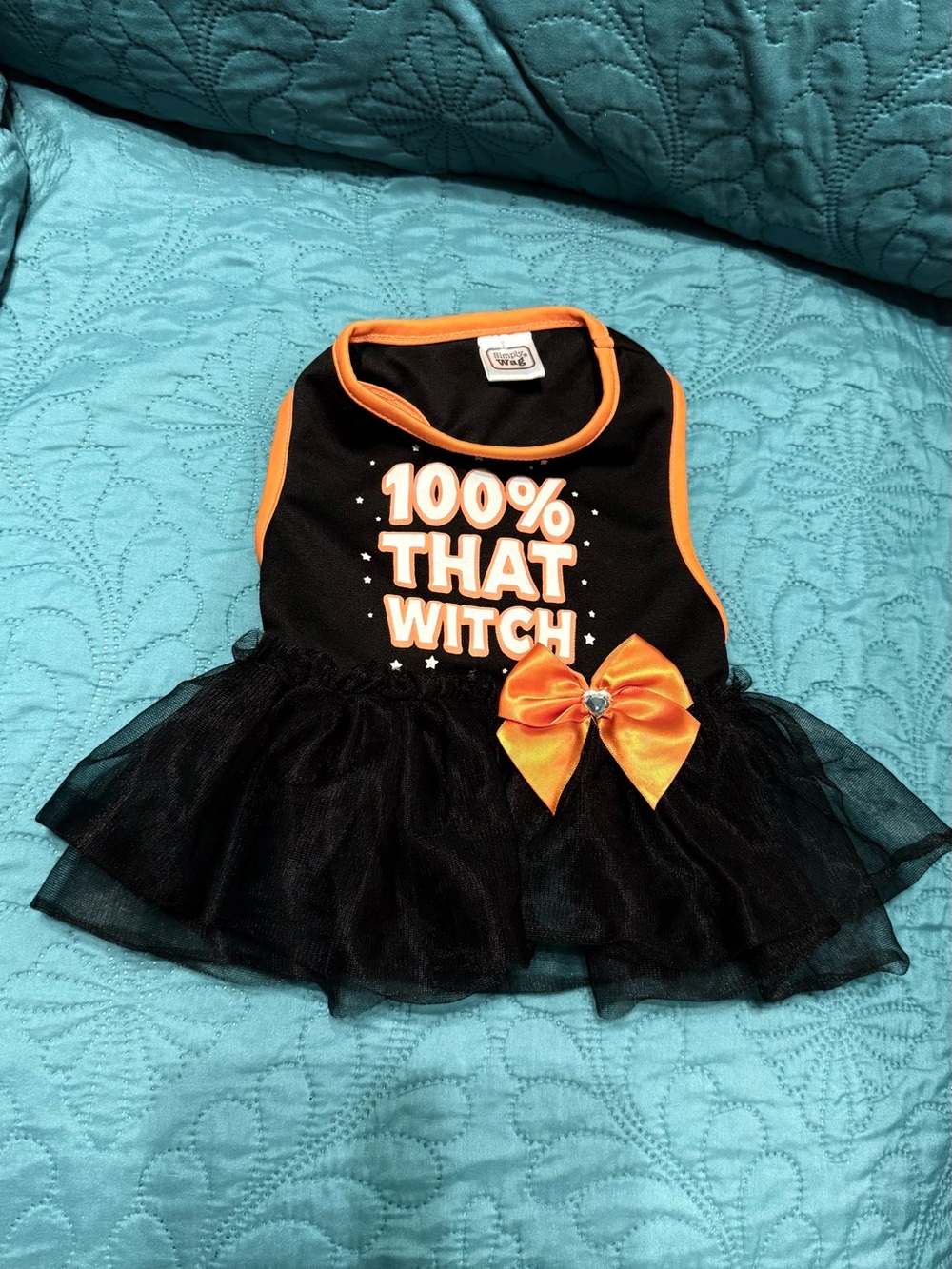 100% That Witch Puppy Costume Dress - Black & Orange